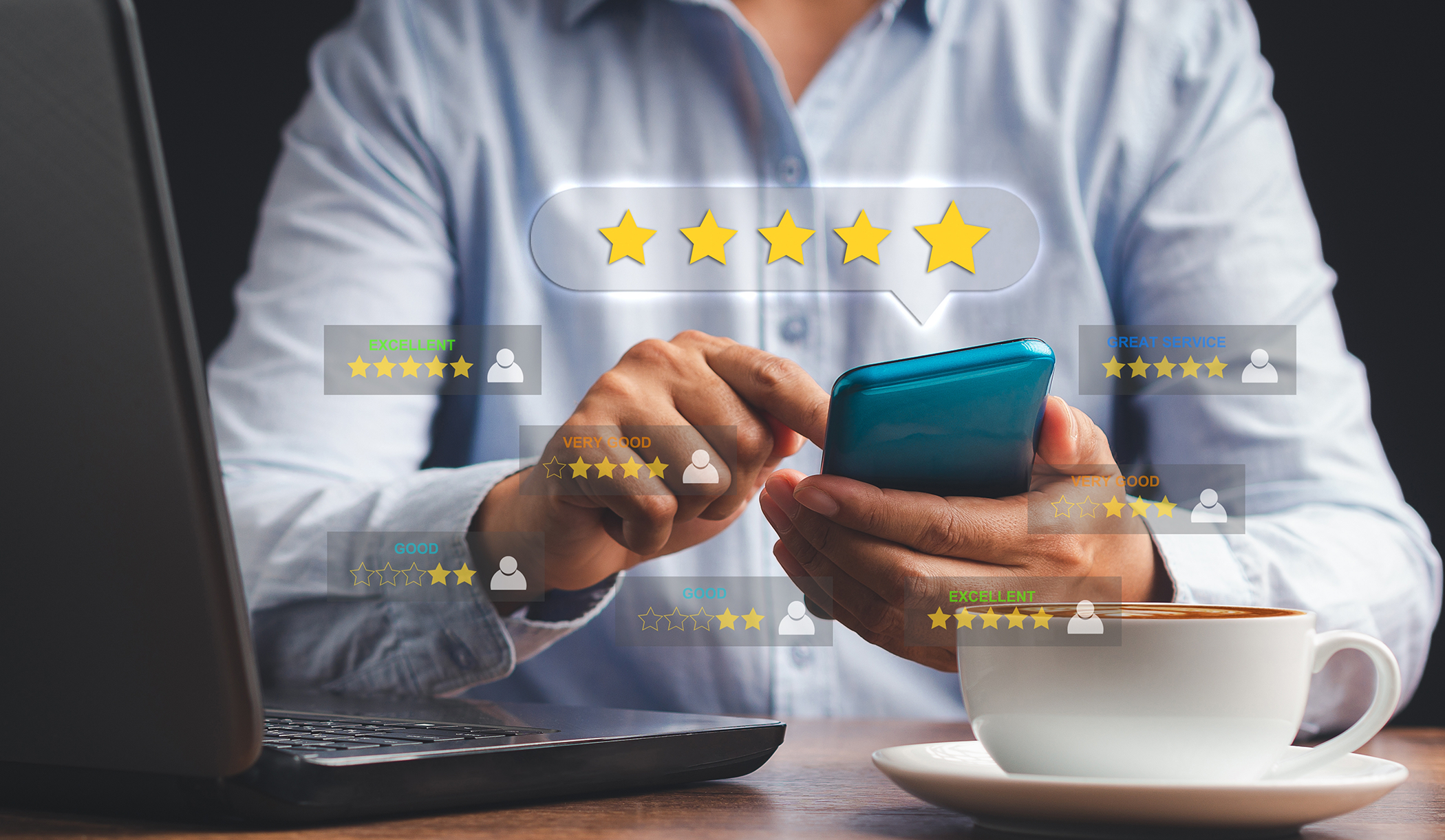 Person reading aesthetic medspa reviews on their phone
